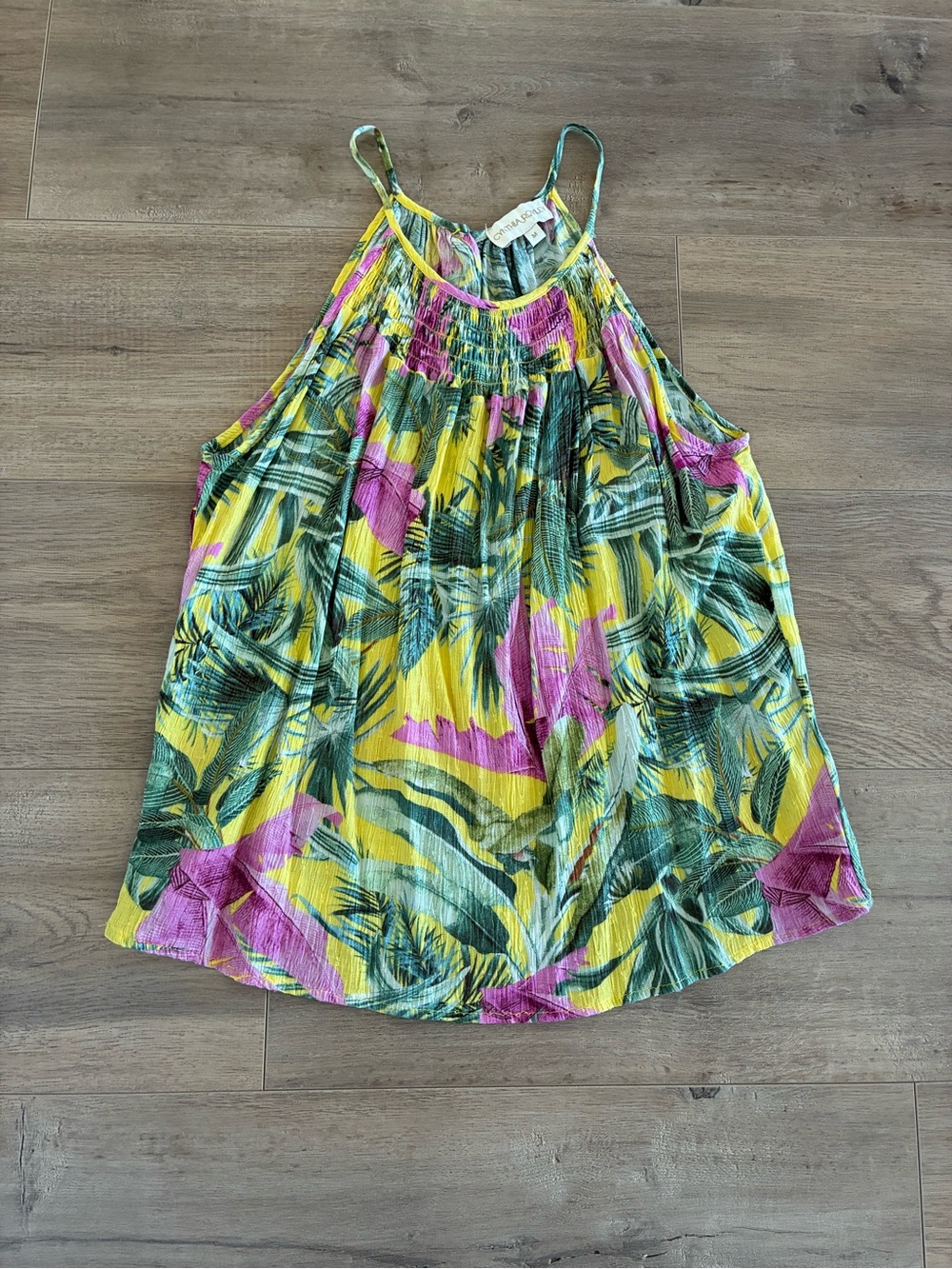 Cynthia Rowley Green Yellow Pink Floral Print Tank Top